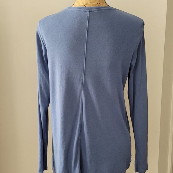 Ladies J.Jill Blue Pima Crew Next  High Low Tee , Size Medium - Picture 3 of 12